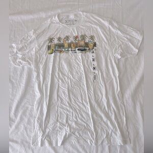 Newport Blue White Tee with Tropical Drink and Golf Graphic size large